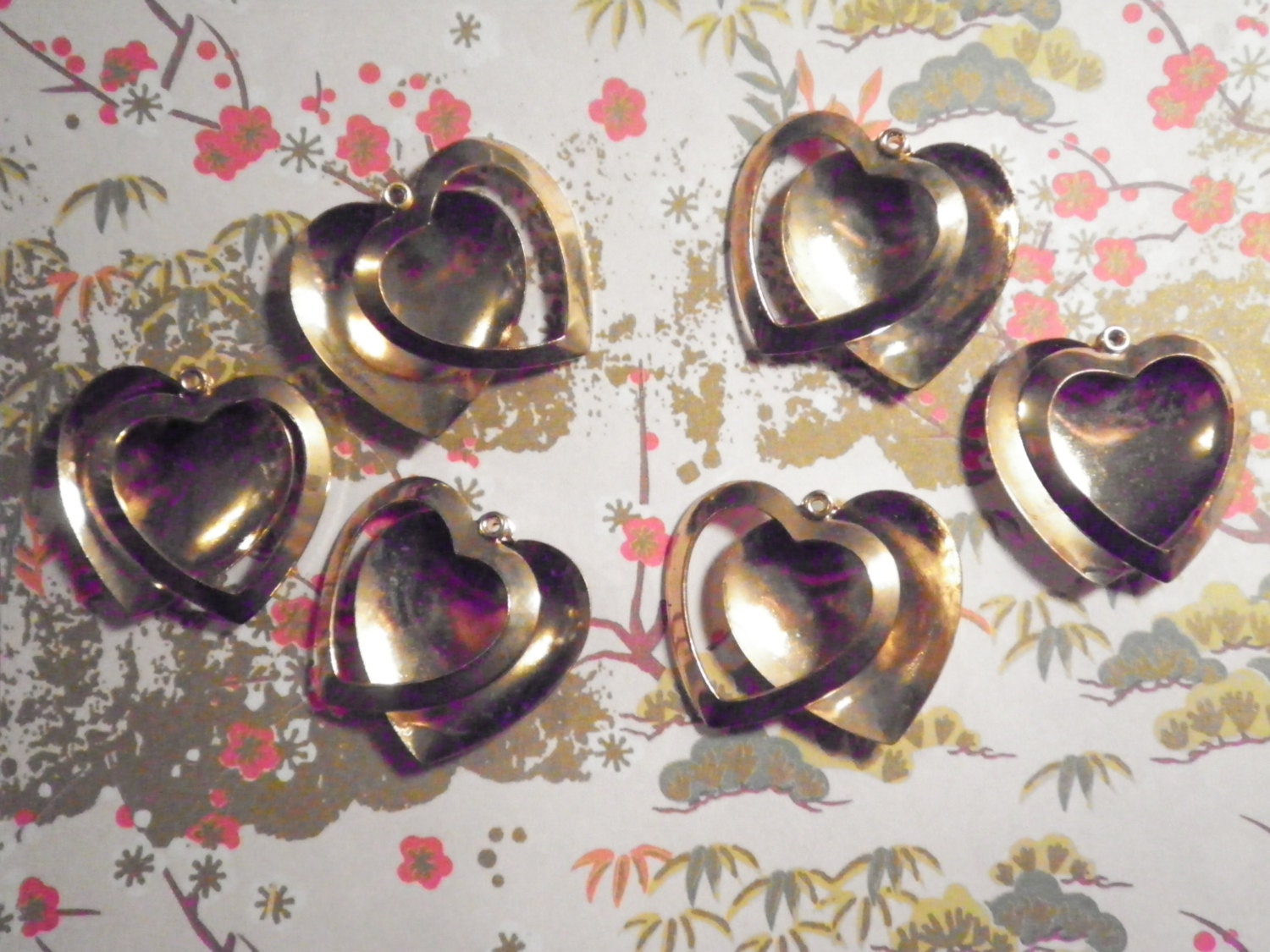 6 Vintage Vergoldet Herz Picture Frame Anhänger von epicvintagejewelry