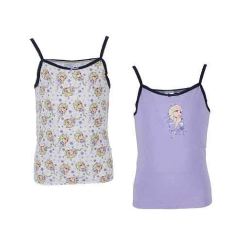 Disney Frozen ELSA Anna 2 Unterhemden Set für Mädchen im Stil von Frozen - Kinder Tank Top Hemdchen Unterwäsche (2er Pack) (DE/NL/SE/PL, Numerisch, 122, 128, Regular, Weiss) von eplusm