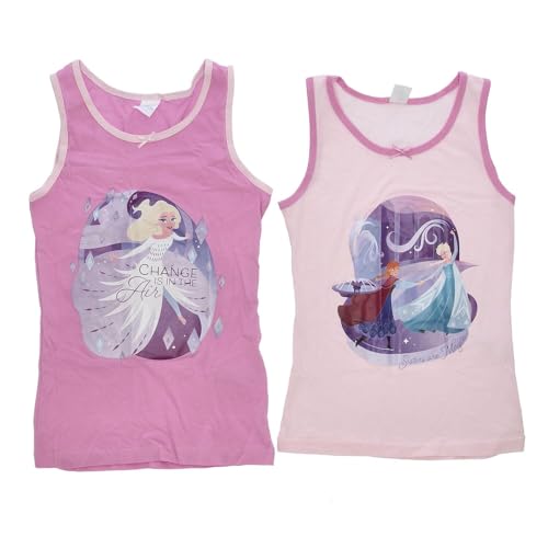 eplusm Disney Frozen ELSA Anna 2 Unterhemden Set für Mädchen im Stil von Frozen - Kinder Tank Top Hemdchen Unterwäsche (2er Pack) (DE/NL/SE/PL, Numerisch, 134, 140, Regular, rosa) von eplusm