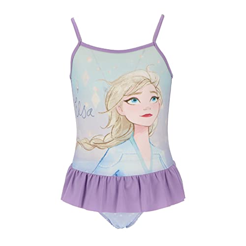 Disney Frozen Eiskönigin ELSA Badeanzug für Mädchen Sommer süßer Badeanzug mit ELSA Motiv Einteilige Badeanzüge für Mädchen 98-128cm (DE/NL/SE/PL, Numerisch, 98, 104, Regular, Lila) von eplusm