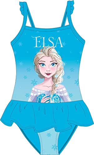 Disney Frozen Eiskönigin ELSA Badeanzug für Mädchen Sommer süßer Badeanzug mit ELSA Motiv Einteilige Badeanzüge für Mädchen 98-128cm (as3, Numeric, Numeric_104, Numeric_110, Regular, Türkis) von eplusm