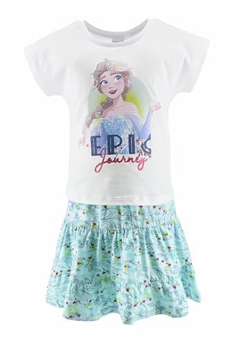 Disney Frozen Eiskönigin Elsa und Anna T-Shirt und Rock Set Sommer mädchen kleid hemd und rock freizeitanzug kindergarten geburtstag geschenk 104-134cm (Standard, grün, 116) von eplusm