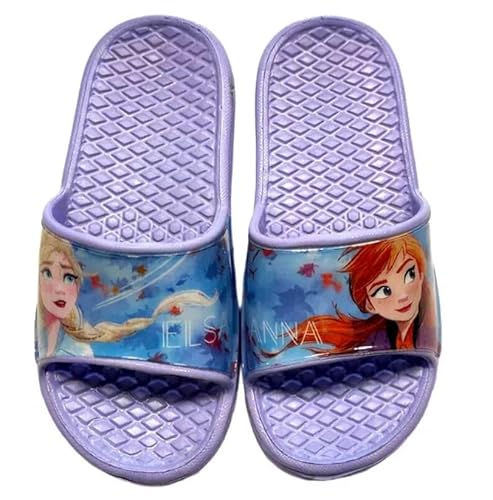 Disney Frozen Elsa Anna Dusch und Badeschuhe für Mädchen rutschfeste Dusch Badeschuhe Slippers hausschuhe mädchen sommerschuhe (lila, EU Schuhgrößensystem, Kleinkind, Numerisch (von/bis), M, 29, 30) von eplusm