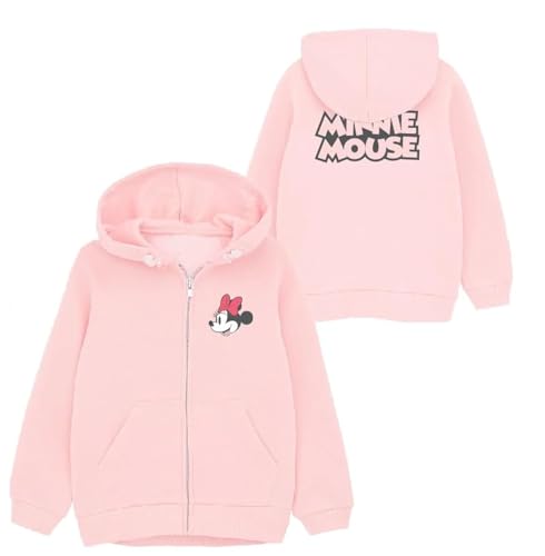 Disney Minnie Mouse Hoodie für Mädchen - Kinder Kapuzenpullover Jacke mit Kapuze Sweatshirt mit Reissverschluss Gr. 104-152cm warm Geschenk (DE/NL/SE/PL, Numerisch, 122, Regular, rosa) von eplusm
