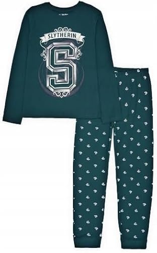 Harry Potter Hogwarts Jungen Pyjama Set Langarm Schlafanzug Jungen pjs warm Winter 134-164cm Kinder nachtwäsche T-Shirt und lang Hose Set (DE/NL/SE/PL, Numerisch, 146, 152, Regular, grün) von eplusm