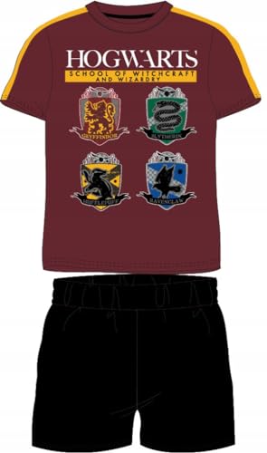 Harry Potter Hogwarts Pyjama Set Kurzarm Schlafanzug Jungen pjs Sommer 134-164cm Kinder nachtwäsche T-Shirt und Shorts Hose kurz (DE/NL/SE/PL, Numerisch, 146, Regular, rot) von eplusm