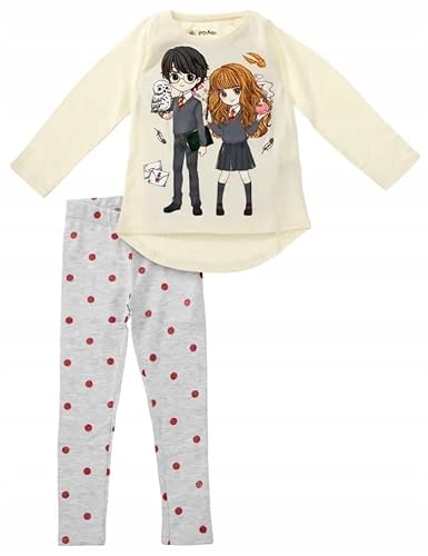 Harry Potter Mädchen pjs Kinder Lange Hose Pyjama Mädchen Hogwarts Langarm T-Shirt Winter Herbst Schlafanzug Geschenk Gr. 104-134cm (DE/NL/SE/PL, Numerisch, 104, Regular, gelb) von eplusm