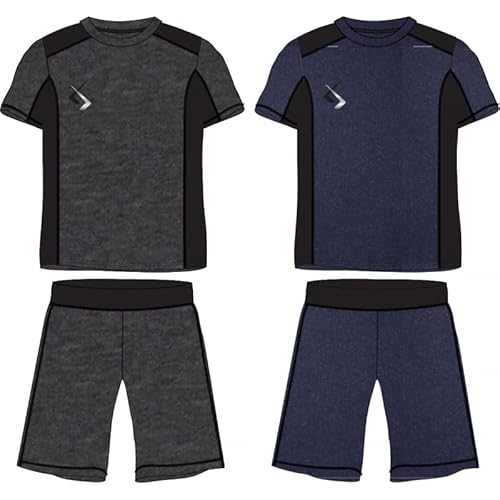 eplusm Kinder Jungen Sportkleidung Set Zweiteiler Kurz Fußballuniform Loose Fit Trainingsanzug Kurz Ärmel Atmungsaktives Jogginganzug Fitness Sportswear (146, Blau) von eplusm