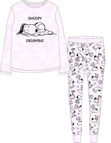Mädchen lang Schlafanzug Zweiteilig 100% Baumwolle Kinder Langarm Pyjama Freizeitanzug Pyjama Set mit Motiven im Stil von Snoopy Gr. 134-164cm (DE/NL/SE/PL, Numerisch, 134, 140, Regular, Rosa-Batik) von eplusm