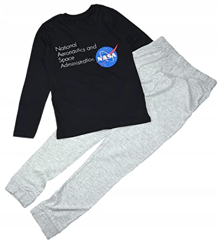 NASA Jungen Schlafanzug-Set, Langarm Baumwolle Kinder Kleid Süßes Muster Winter Nachtwäsche Weihnachten Raumfahrt Jüngen Bekleidung Pajama Set 134cm 140cm 146cm 152cm 158cm 164cm (134, Schwarz) von eplusm