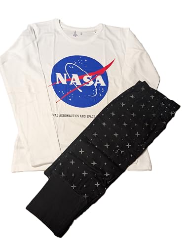 NASA Schlafanzug für Mädchen - Kinder Pyjama Set Langarm Oberteil mit Hose Schlafanzug 2tlg pjs Baumwolle leicht Pyjama Gr. 134-164 (DE/NL/SE/PL, Numerisch, 158, 164, Regular, Schwarz) von eplusm