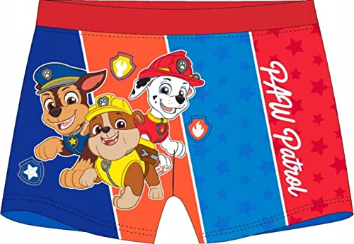 eplusm PAW Patrol Badehose Größe 98/104 110/116 122/128 Badeshorts Mehrfarbig Kinderbadehose mit Marshall, Chase und Rubble. (as3, Numeric, Numeric_128, Regular, Baby Boys, Rot, 122/128) von eplusm