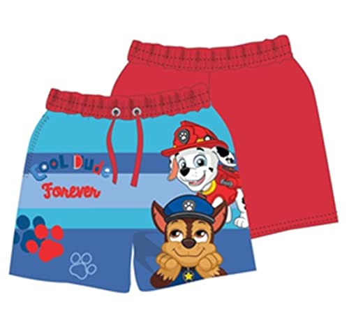 Paw Patrol Jungen Badehose Badeshorts Schwimmhose mit Chase Marshall, Fast trocken Badeboxer Kinder Rot- 128cm von eplusm