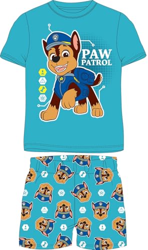 Paw Patrol Jungen Schlafanzüge für Kinder Süß Kurze Ärmel Baumwolle Pyjama Set Frühling Sommer Bekleidung Pjs Set Nachtwäsche 3-8Jahre (DE/NL/SE/PL, Numerisch, 122, Regular, hell-blau) von eplusm