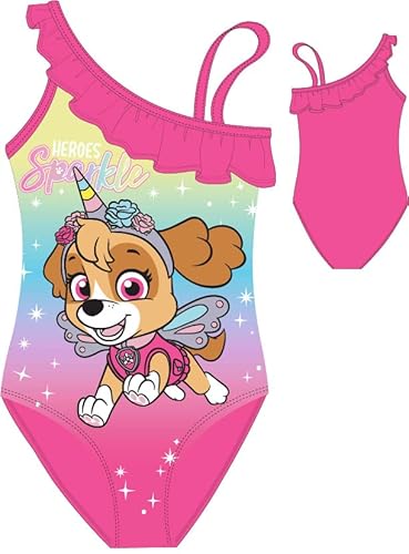 eplusm Paw Patrol Skye Badeanzug für Mädchen Sommer süßer Rosa Pink mit Motiv Einteilige Badeanzüge 98-128cm (as3, Numeric, Numeric_104, Regular, Baby Girls, Gelb-Rosa, 98/104) von eplusm