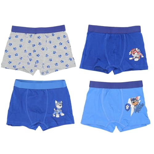 Paw Patrol Spiderman Jungen 4er Pack Boxershorts Unterhosen mit unterschiedlichen Motiven Underwears Kinder Unterhose 98-140 cm (DE/NL/SE/PL, Numerisch, 98, 104, Regular, Blau) von eplusm