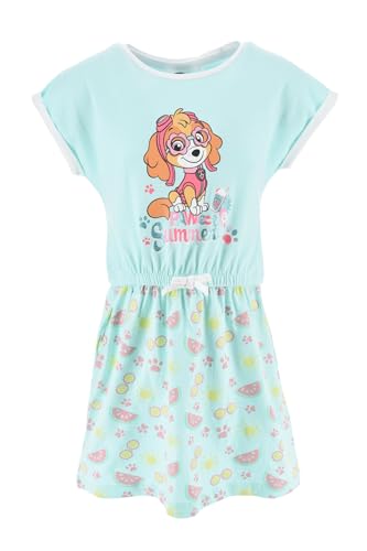 Paw Patrol und Frozen ELSA Kleid für Mädchen - Skye & Everest Kleidchen mit Rock Kurzarm Sommer Strand Kleid Freizeitanzug Gr.3-6 (DE/NL/SE/PL, Numerisch, 110, 128, Regular, Grün) von eplusm