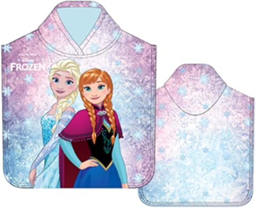 eplusm Diney Frozen Elsa Anna Badetuch Bademantel Kapuzen Poncho für Mädchen 55 x 110 cm - 3 bis 6 Jahre fast Dry Eiskönigin Bade-Poncho– Geschenk Mädchen ideal für Pool, Strand und Schwimmbad (Lila) von eplusm