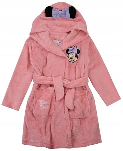 eplusm MINNIE MOUSE weich Bademantel Kinder Mädchen Kapuzenbademantel, Morgenmantel Handtuch/Microfaser oder Coral Fleece 2-8 Jahre für Schwimmbad Sauna Pool, Flauschig Hausanzug (Rosa, 128) von eplusm