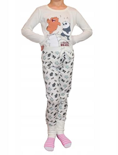 eplusm Mädchen Schlafanzug Lang arm Zweiteiliger mit Motiv süße Bären Baumwolle Schlafanzüge Set Kinder Nachtwäsche Frühling/Winter Pyjama (DE/NL/SE/PL, Numerisch, 152, Regular, Weiß) von eplusm