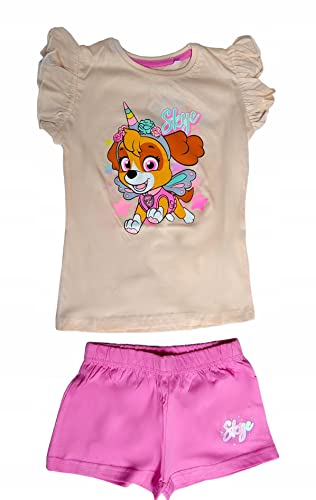 eplusm Mädchen Schlafanzug Süß Paw Patrol Skye Zweiteiliger Kurze Ärmel Baumwolle Schlafanzüge Pyjama Set Frühling Sommer Bekleidung Nachtwäsche 98-128 cm (as3, Numeric, Numeric_98, Regular, Weiss) von eplusm