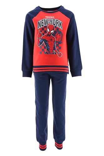 eplusm Marvel Spiderman Jungen Jogginganzug Sweatshirt mit JoggingHose 2tlg. Warm Trainingsanzug Gr. 92-128cm Pyjamas set Jungen Superheld Kostüm Geschenk (DE/NL/SE/PL, Numerisch, 128, Regular, Rot) von eplusm