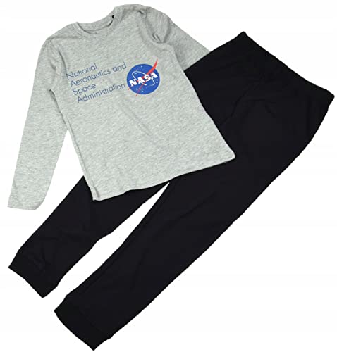 NASA Jungen Schlafanzug-Set, Langarm Baumwolle Kinder Kleid Süßes Muster Winter Nachtwäsche Weihnachten Raumfahrt Jüngen Bekleidung Pajama Set 134cm 140cm 146cm 152cm 158cm 164cm (134, Grau) von eplusm