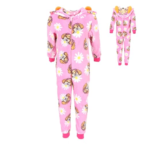 eplusm PAW Patrol Jungen Mädchen Schlafanzug Hoodie Decke, Korallen-Fleece Onesie Jumpsuit, Kostüm Chase Weich Kinder Nachtwäsche, Schlafoverall 98/104, 110/116,122/128cm (Rosa, 98/104) von eplusm