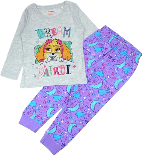 eplusm Skye PawPatrol Mädchen Schlafanzug Süß Zweiteiliger lang Ärmel Lange Hose Baumwolle Pyjama Set Sommer Winter Bekleidung Nachtwäsche 28-128 cm (DE/NL/SE/PL, Numerisch, 116, Regular, Grau-lila) von eplusm