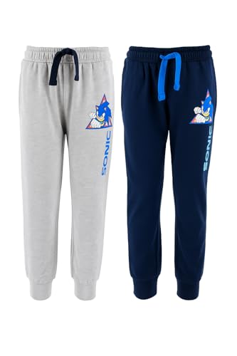 eplusm Sonic Jogginghose Kinder Multipack Trainingshosen für Jungen Boy's Joggers Sweatpants Set Sporthose (2er Pack) 98-128 cm (DE/NL/SE/PL, Numerisch, 104, Regular, blau/grau) von eplusm