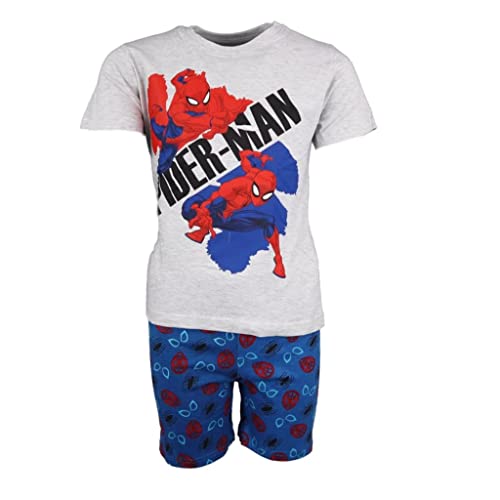 eplusm Spiderman Pyjama Set Kurzarm Schlafanzug Jungen pjs Sommer 104-134cm Kinder nachtwäsche T-Shirt und Shorts Hose kurz (104, Grau) von eplusm