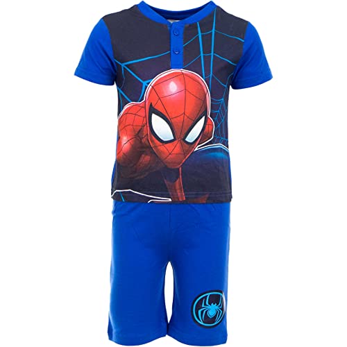 eplusm Spiderman Pyjama Set Kurzarm Schlafanzug Jungen pjs Sommer 104-134cm Kinder nachtwäsche T-Shirt und Shorts Hose kurz (as3, Numeric, Numeric_98, Regular, Hell-blau) von eplusm