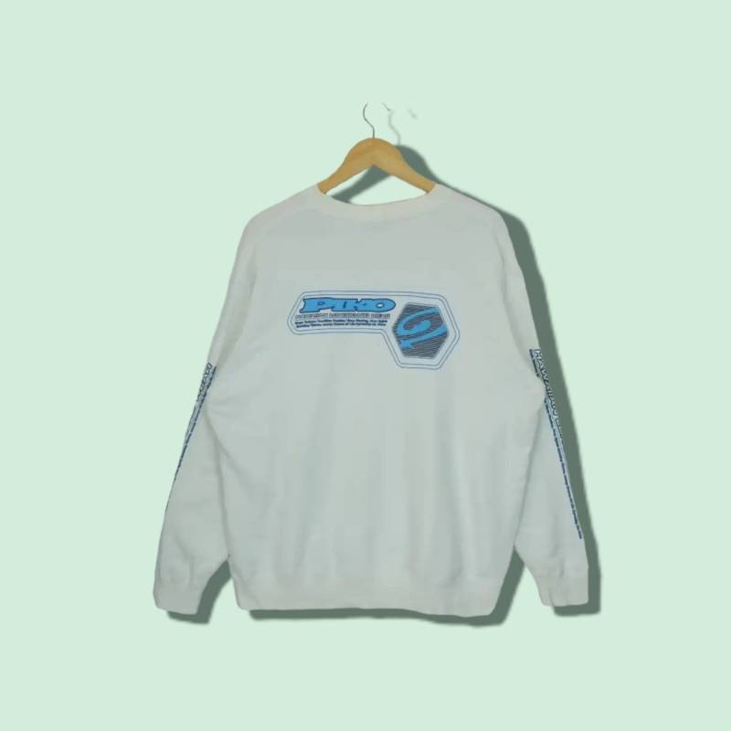 Vintage 2000Er Piko Hawaiian Longboard Surf Aloha Sweatshirt Piko Suftboard Pullover Streetwear Rundhalsausschnitt Weiß Größe L von epones