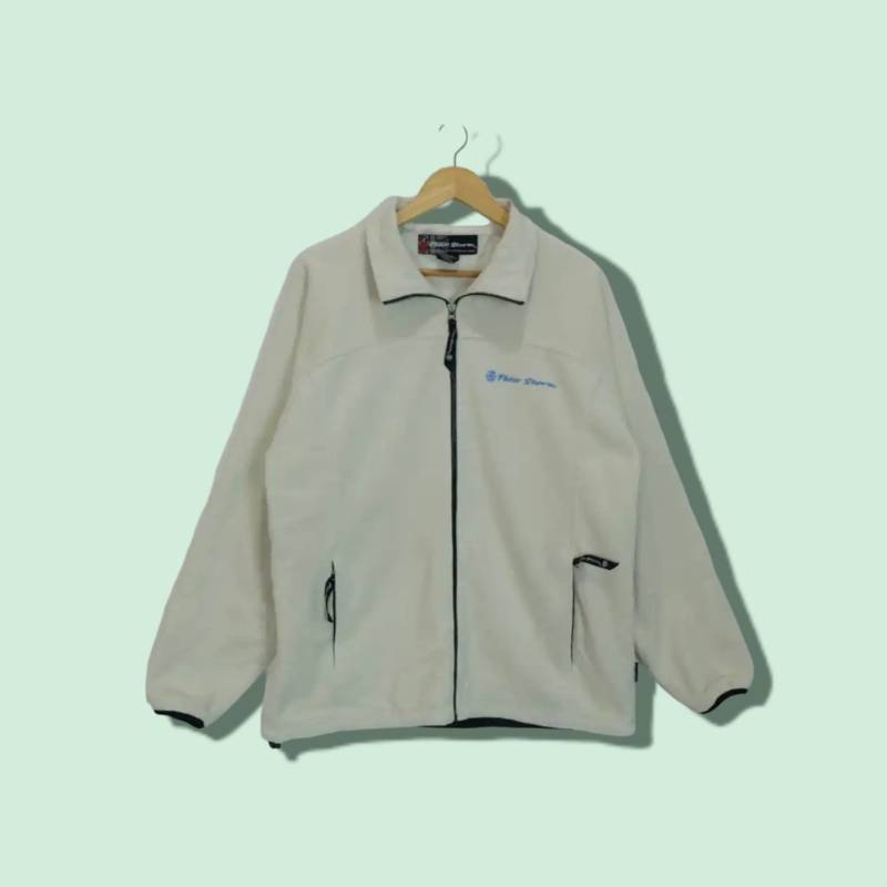 Vintage 90Er Peter Storm Winter Fleece Jacke Peter Storm Sherpa Outdor Wanderjacke Annapurna Everest Nepal Weiß Gr. Large von epones