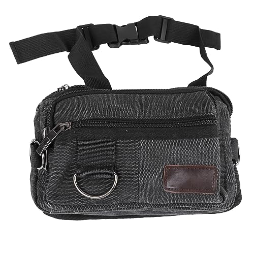 Canvas Fanny Pack, Männer lässig Tailentasche Schwarzer Multi -Taschen -Pack Verstellbarer Gürtel Crossbody Fashion Schulterbeutel Frauen Radsportbeutel für Sportreisen Laufen von equlup