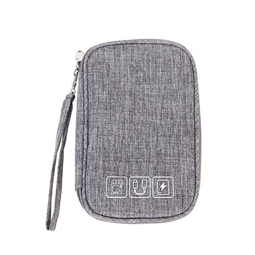 equlup Elektronik Organizer, Soft Cationic Stoff Elektronikzubehör Carry Caper Metall Reißverschluss Mesh Taschenkabel Organizer Tasche für Reisebereiche Büro (Grau) von equlup