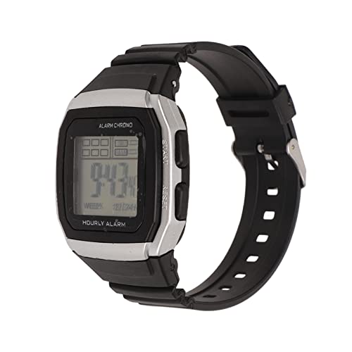 equlup Sport digitaler Uhren, 9,6 -Zoll -Digitalalarm Retro Classic Numerical Chronograph Handgelenk mit 12/24 -Stunden -System Handgelenk mit LR1130 Batterie für den täglichen Gebrauch (Silver) von equlup