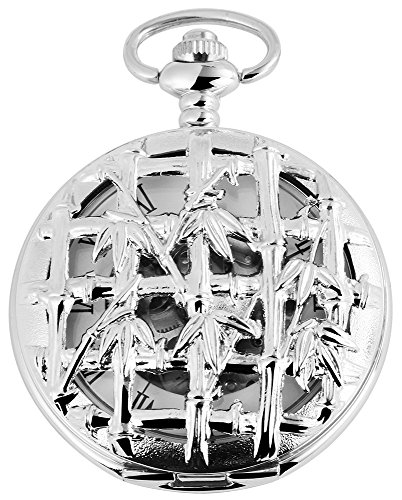 Taschenuhr mit Mechanikwerk 485622000003 Silberfarbiges Gehäuse im Maße 47mm x 16mm mit Ziffernblattfarbe Weiß Silberfarben und Mineralglas von Markenlos