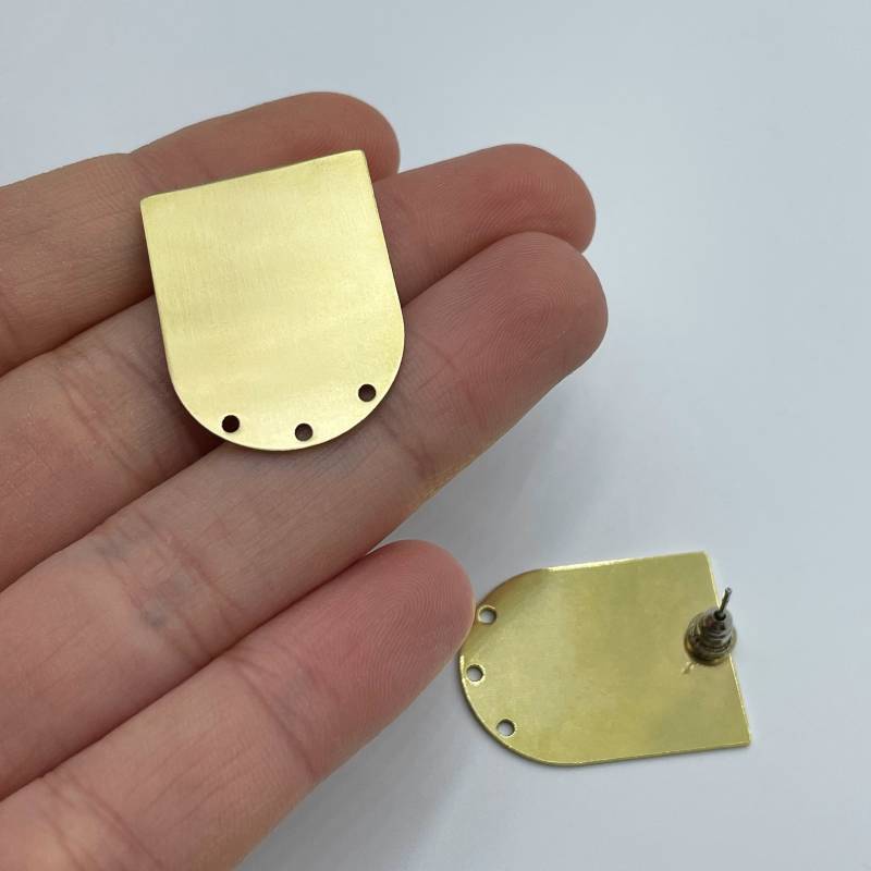 6 Stück Rohmessing Ohrstecker, Messing Rohling D Form Verbinder Ohrring Charm Laser Cut Schmuckzubehör Rw-1456 von erdmetaljewelry
