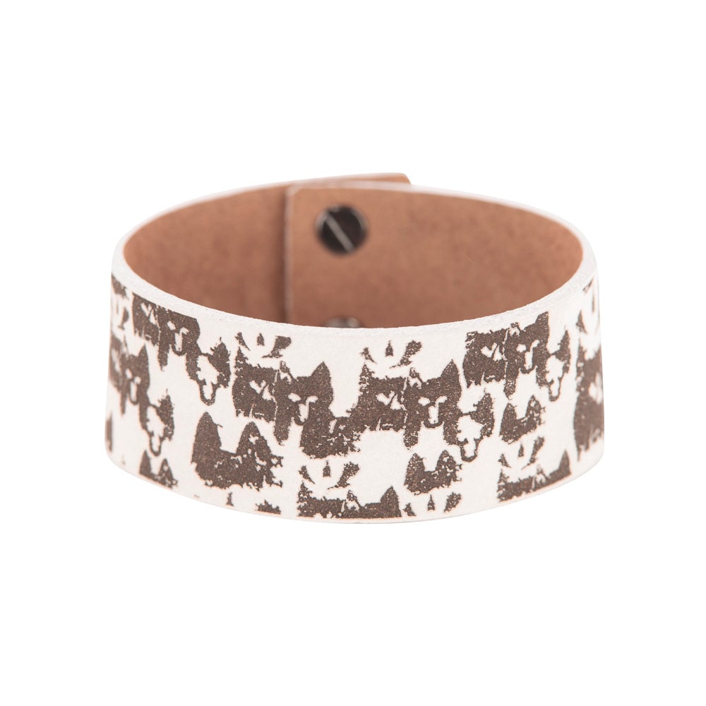 Breites Weißes Leder Wolf Armband Breites Weißes Leder Wolf Armband von ereretsy