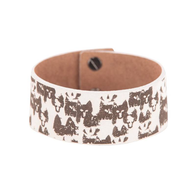 Breites Weißes Leder Wolf Armband Breites Weißes Leder Wolf Armband von ereretsy