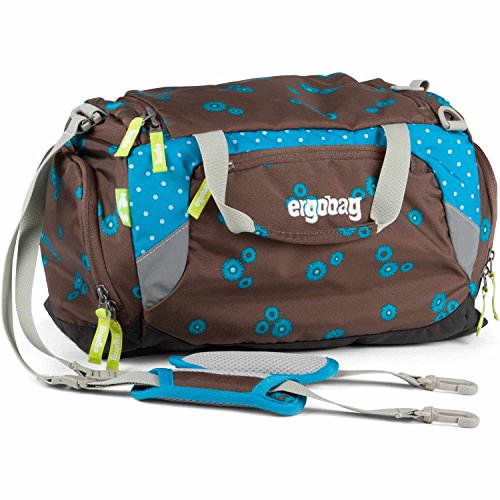 ERGOBAG WhiskBears Kinder-Sporttasche ERG-DUF-001-9B2, 40 cm, 20 L, Brown with Turquoise Flowers von ergobag