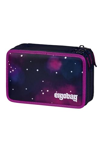 ergobag Maxi Mäppchen Set 40-Teilig, Lyra Bunt- und Filzstifte, Kleingeld Fach, Lineal, Schere Bärlaxy - Lila von ergobag