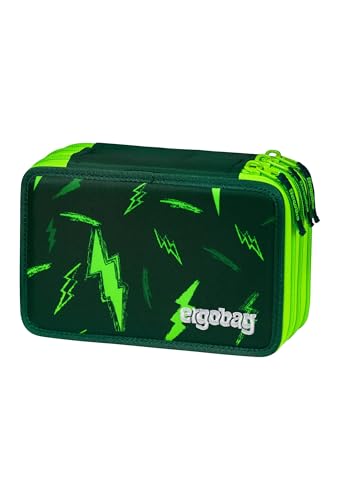 ergobag Maxi Mäppchen Set 40-Teilig, Lyra Bunt- und Filzstifte, Kleingeld Fach, Lineal, Schere Bärtastisch - Grün von ergobag