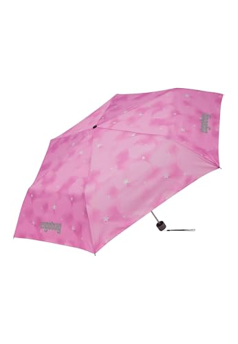 ergobag Regenschirm Kinderschirm für die Schultasche, ultraleicht und klein mit Tasche, reflektierend windfest WolkenzauBär - Pink von ergobag