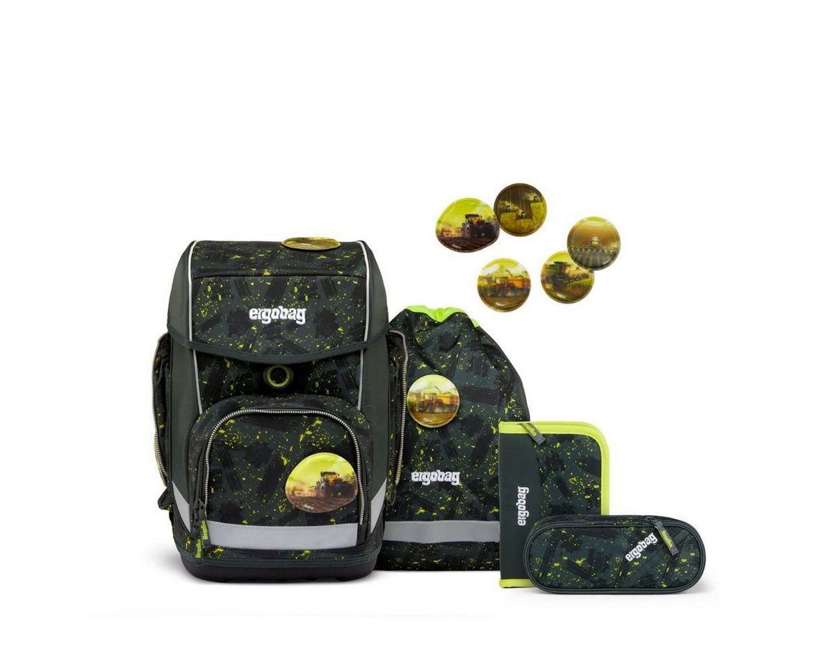 ergobag Schulranzen Cubo (5tlg., inkl. Schlamperrolle, Sportbeutel, Federmäppchen, Kletties-Set), aus recyceltem Material von ergobag
