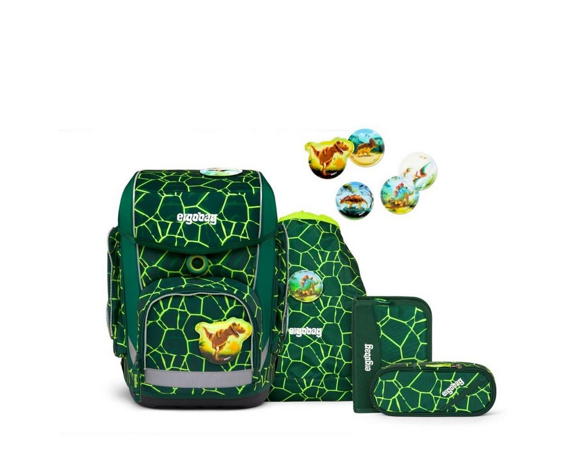 ergobag Schulranzen Cubo (5tlg., inkl. Schlamperrolle, Sportbeutel, Federmäppchen, Kletties-Set), aus recyceltem Material von ergobag