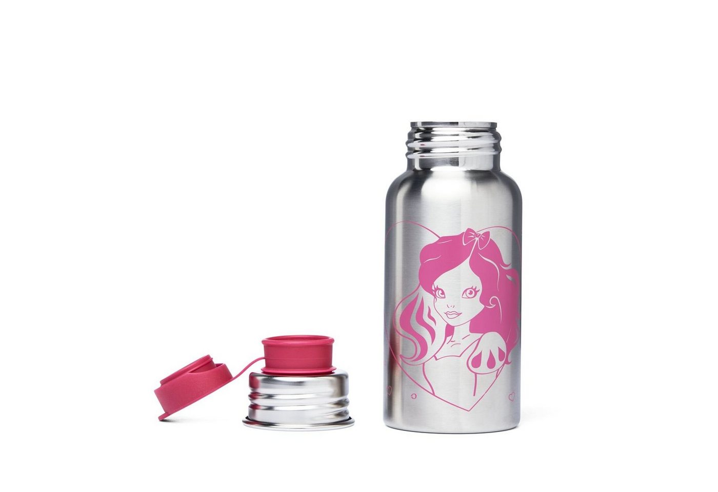 ergobag Schulranzen Edelstahl Trinkflasche Prinzessin (1 Stück), Kinderfalsche, für Kaltgetränke von ergobag