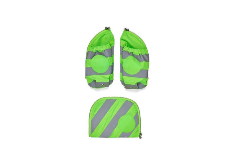 ergobag Schulranzen Ergobag Fluo Seitentaschen Zip-Set mit Reflektorstreifen Grün Zubehör von ergobag