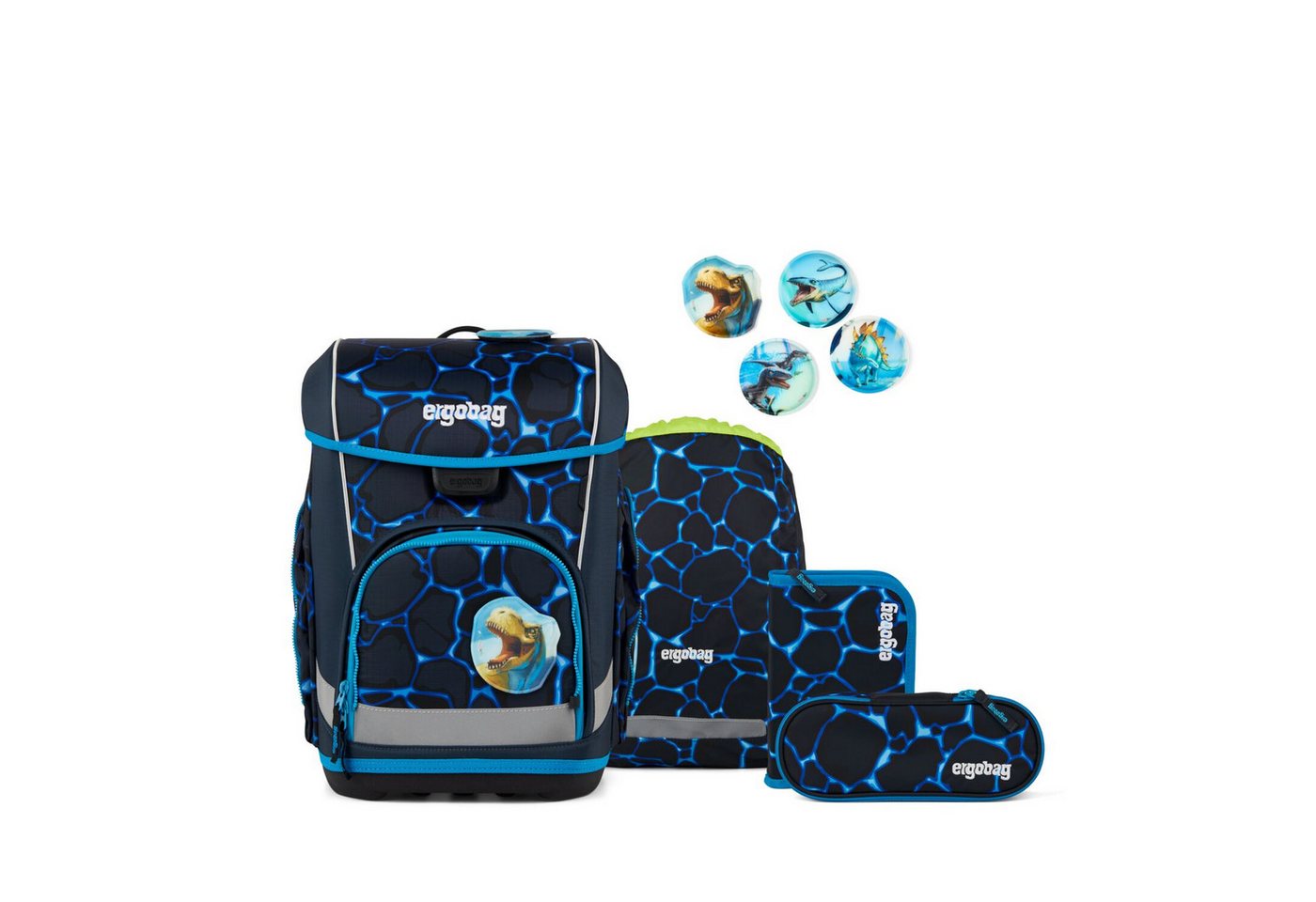 ergobag Schulranzen Schulranzen-Set CUBO LIGHT Bärassic Garden 5-teilig (5-teilig), Superleicht, Hugging-Rückensystem, für kleine/schmale Kinder von ergobag